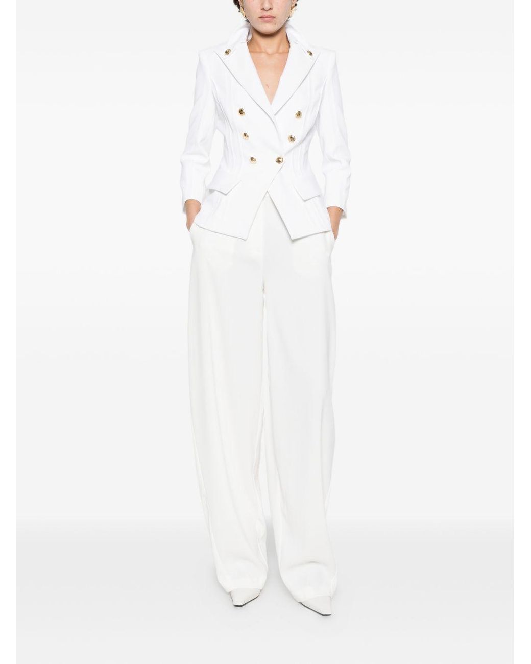 Elisabetta Franchi White Wide Trousers