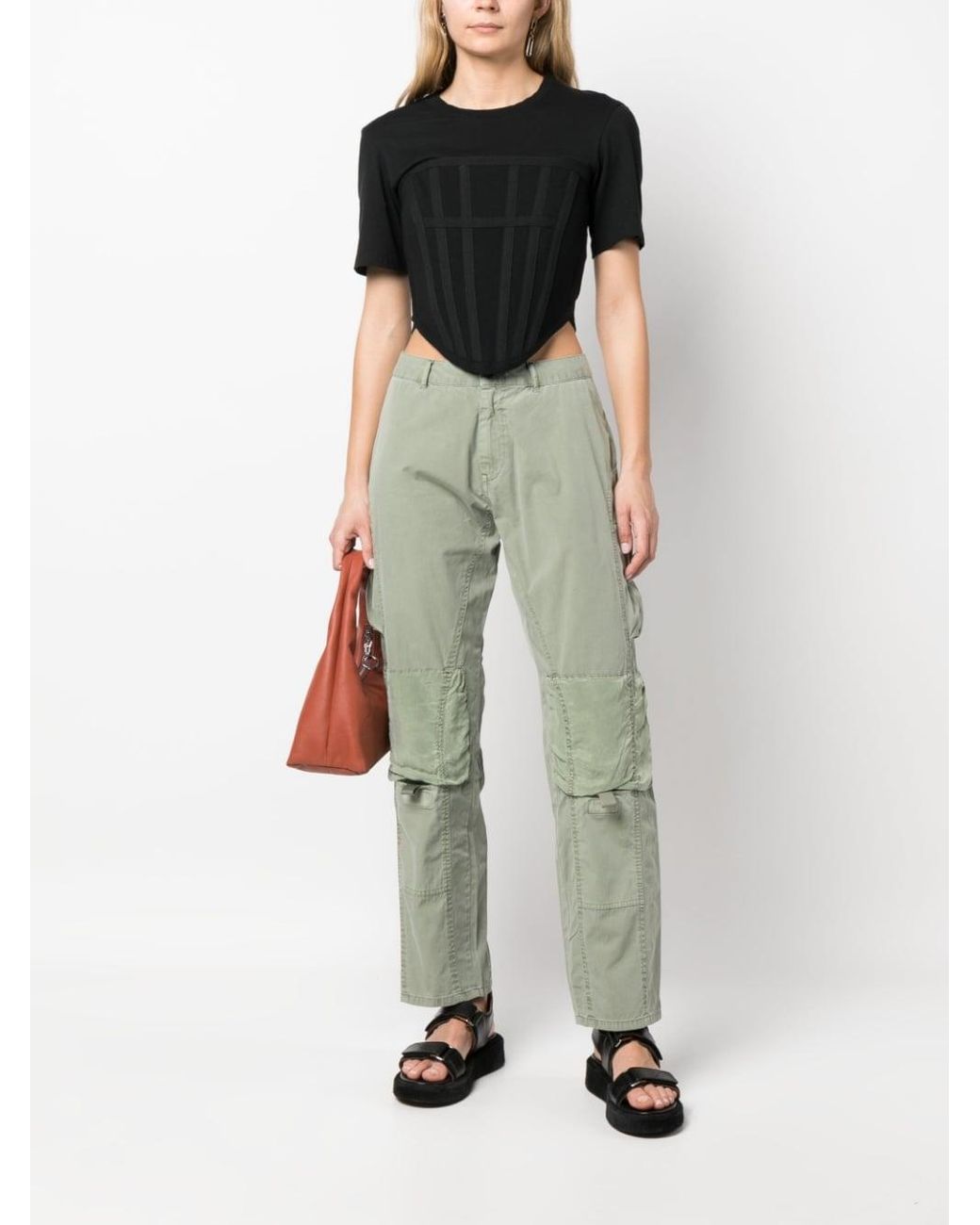 John Elliott Green Mid-Rise Straight-Leg Work Trousers
