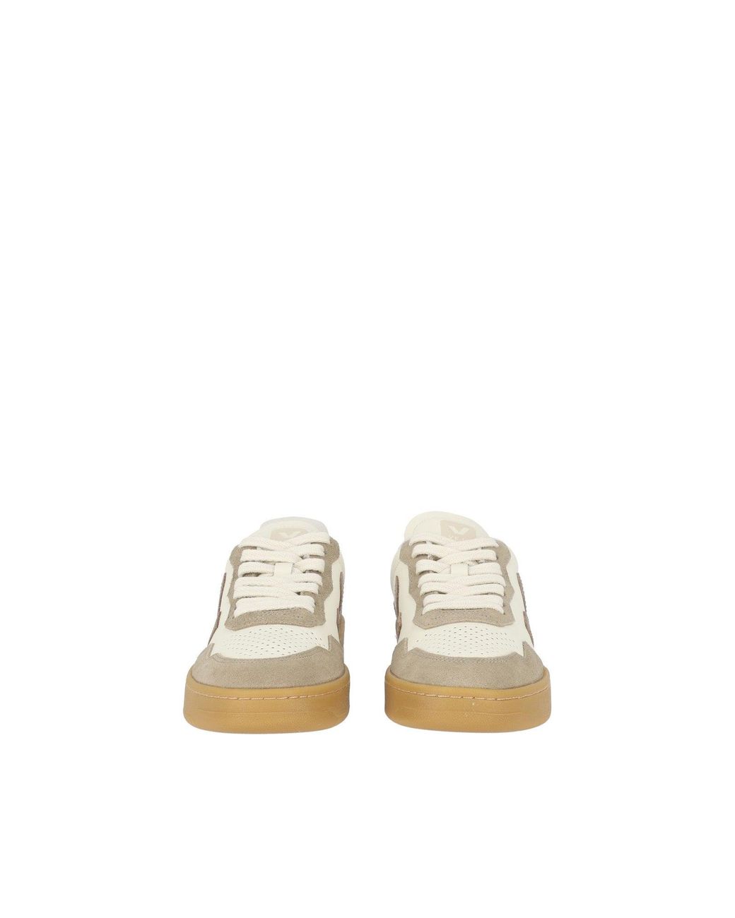 Veja White Bronze V-90 Suede Accent Low-Top Sneakers