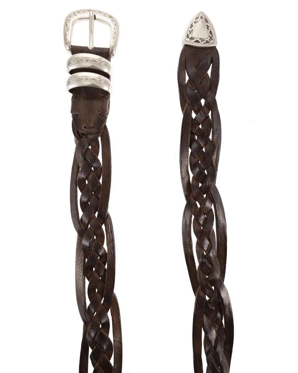 Alberto Luti Brown Braided Leather Belt for men