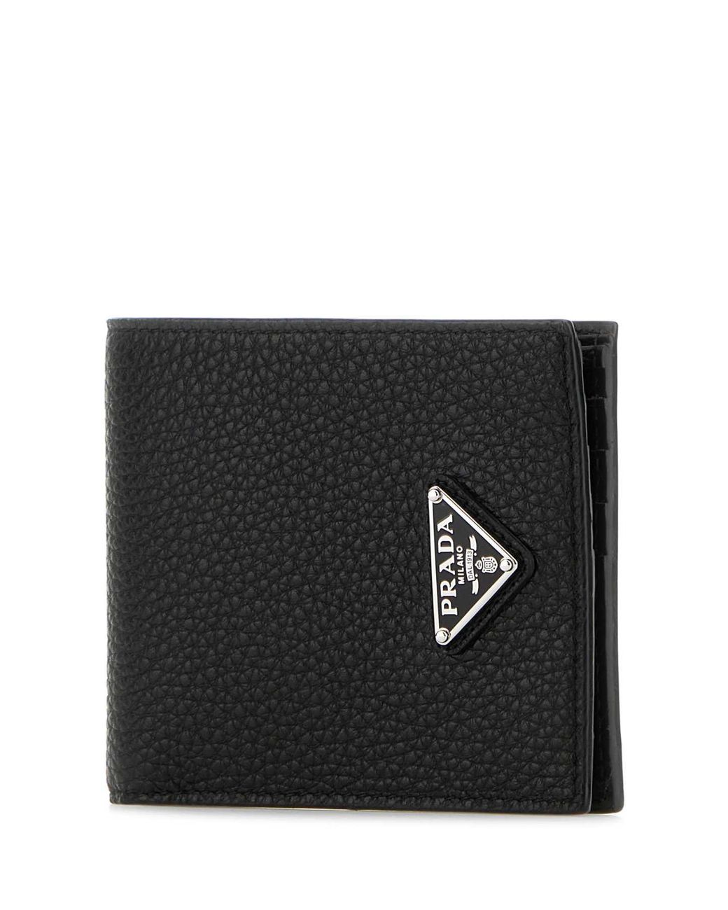 Prada Black Triangle Logo Enamel Wallet for men