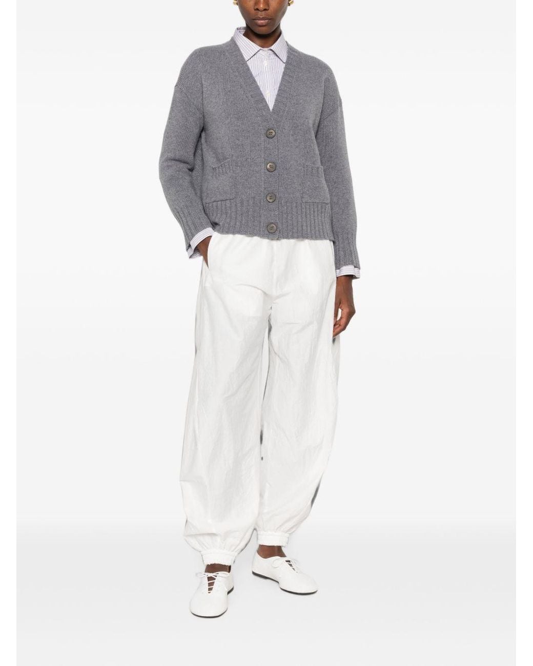 Base London Gray Wool V Necked Cardigan