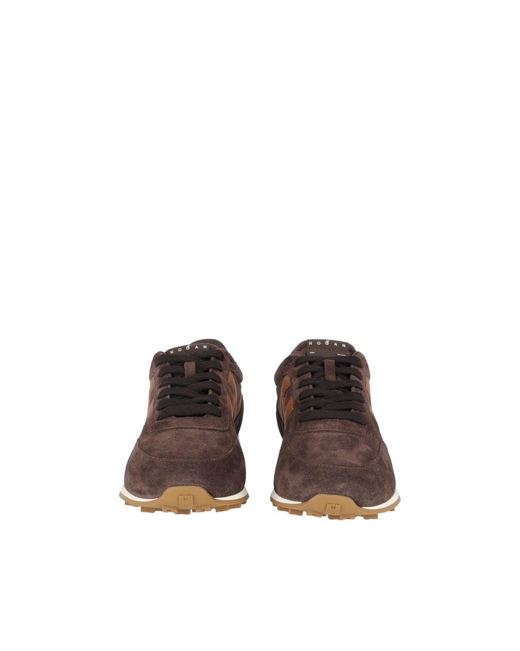 Hogan Brown H699 Suede Low-Top Sneakers