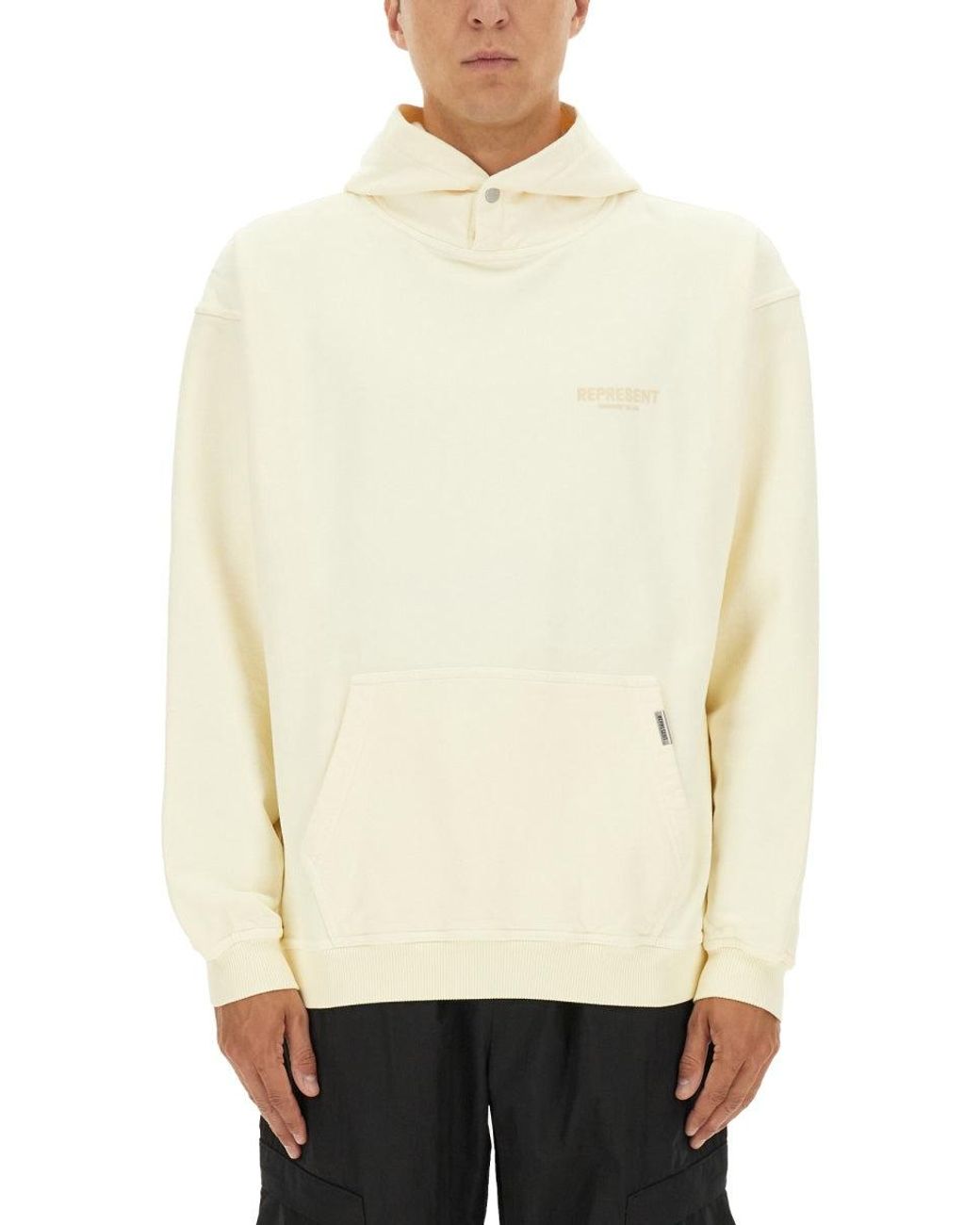 Represent White Relaxed Fit Off- Hoodie for men