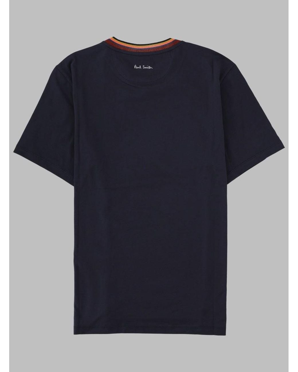 Paul Smith Blue T Shirt Con Collo Stripes Logo
