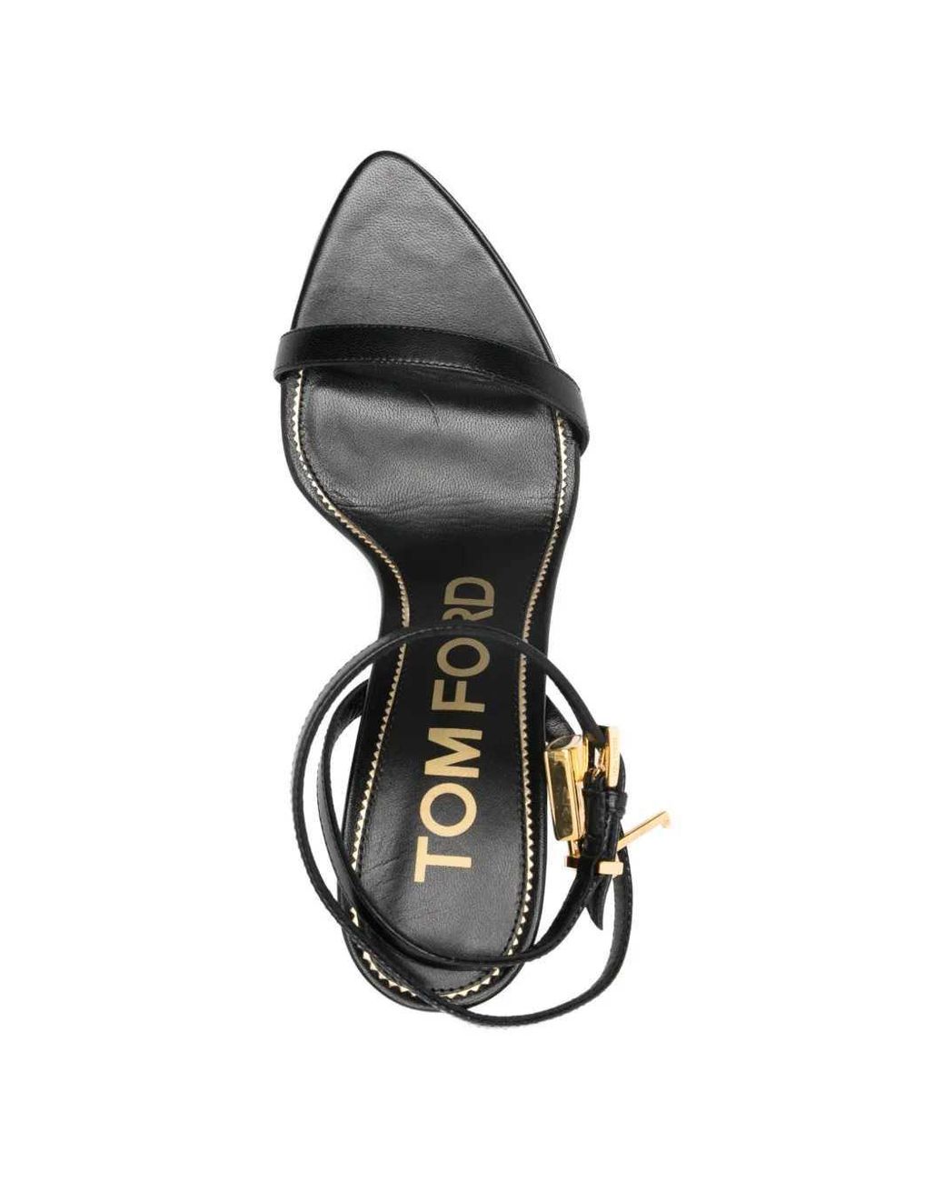 Tom Ford White Padlock Ankle-Strap Sandals