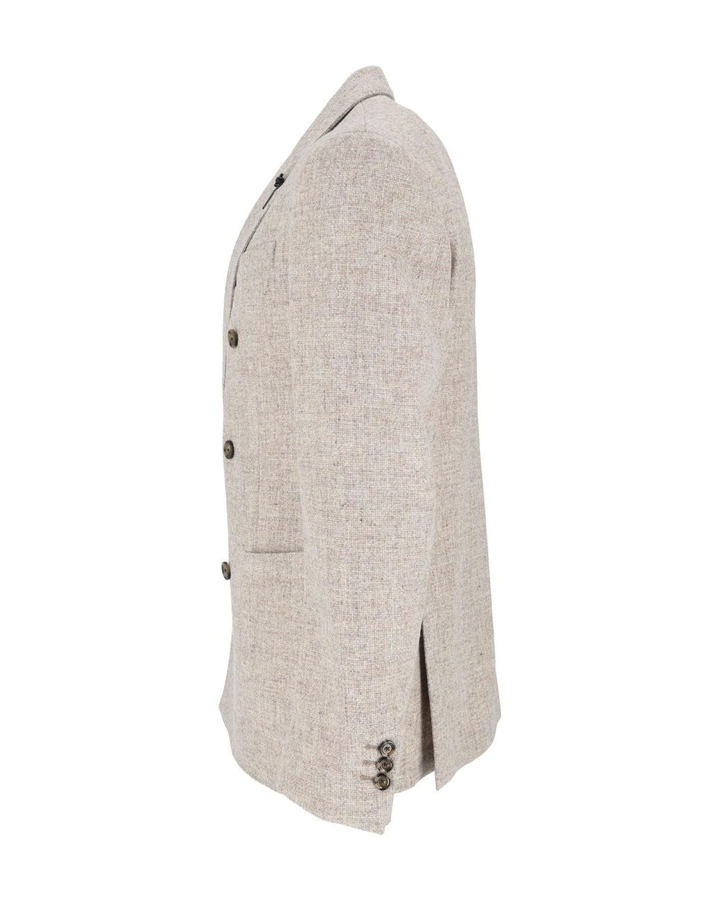 Lardini White Textured Double-Breasted Wool Jacket With Tailored Fit for men