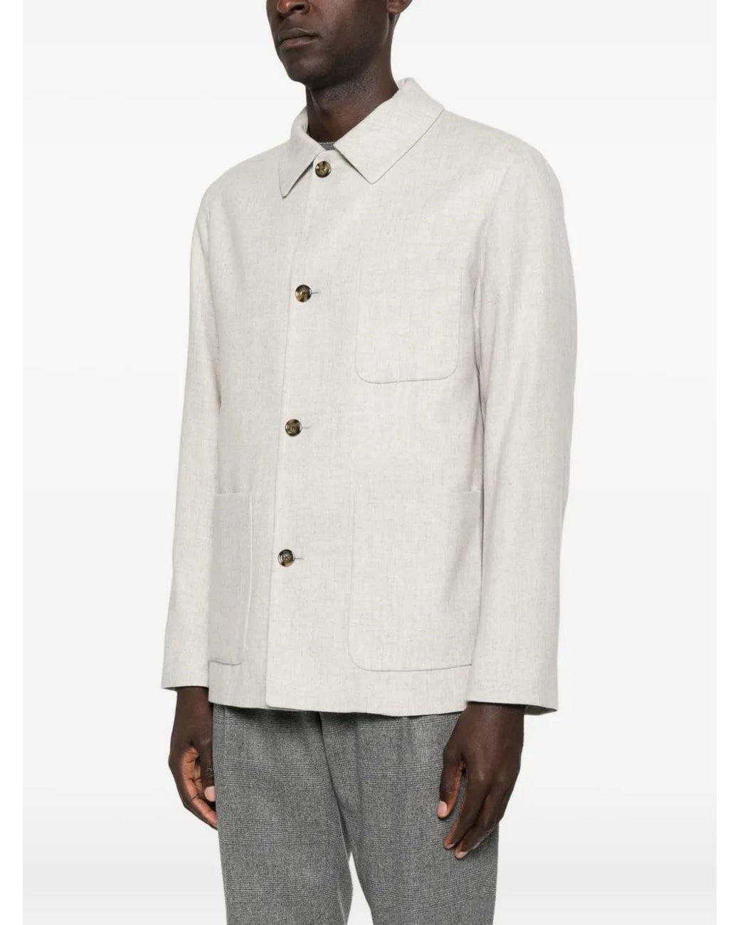 Lardini White Jacket With Patch Pockets