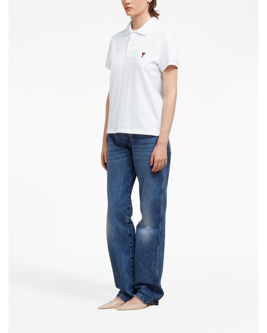 AMI Poloshirt Met Logo in het White voor heren