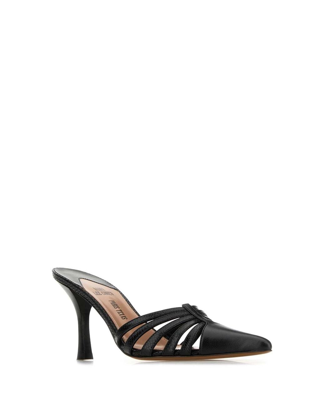 Paris Texas Black Leather Nadia Mules