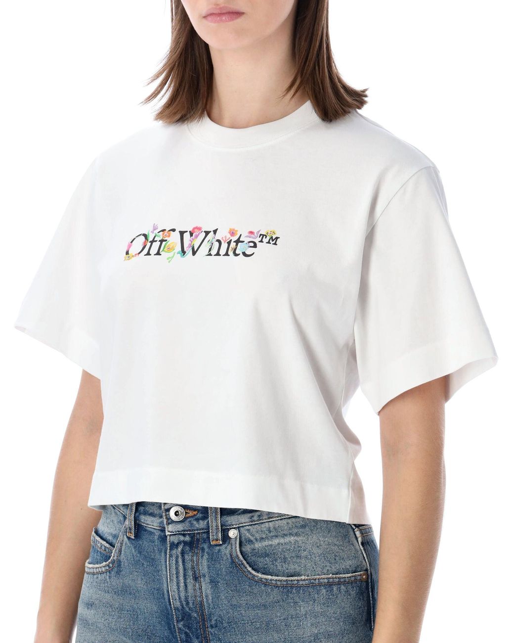 Off-White c/o Virgil Abloh Blue Flower Cropped T-Shirt