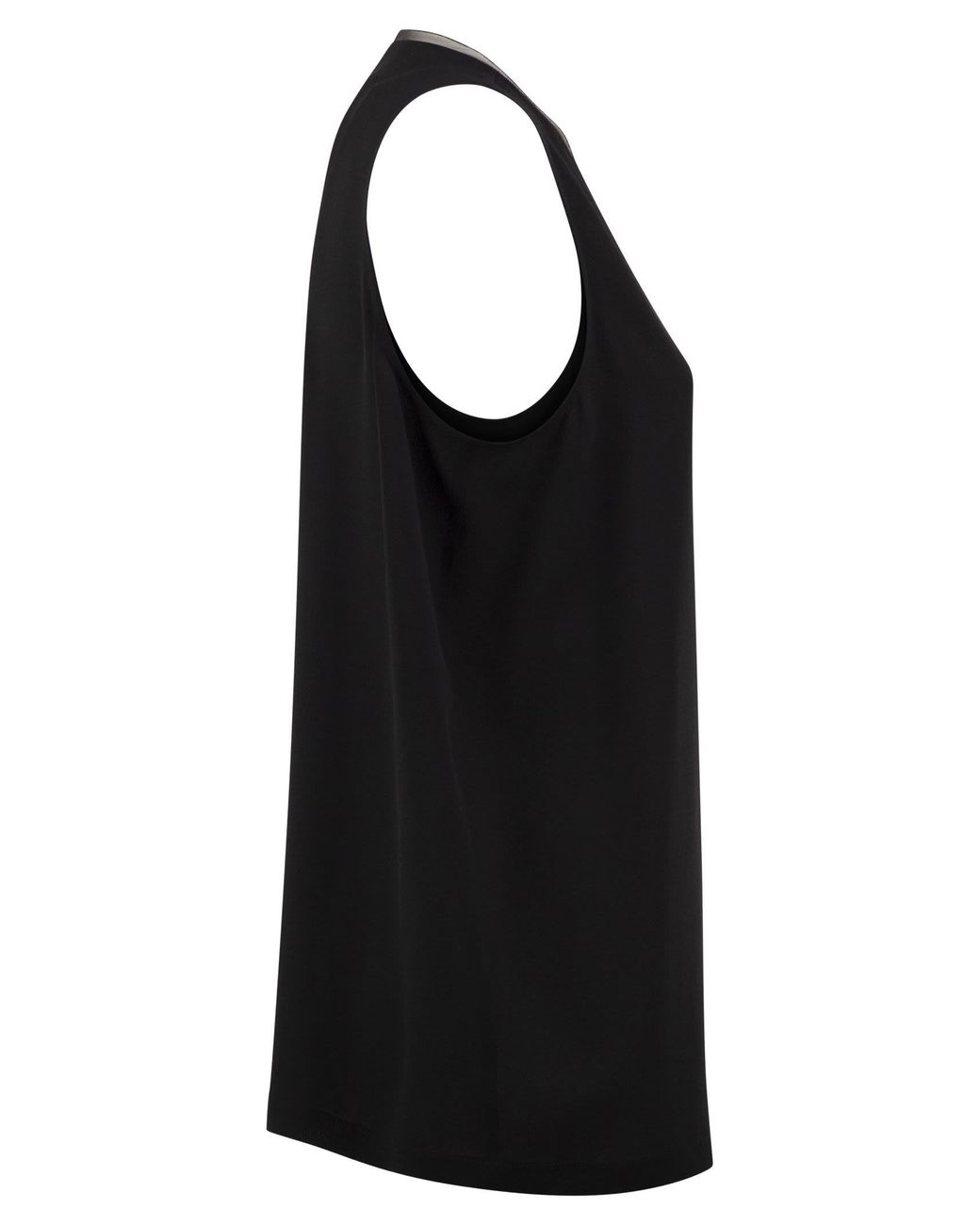 Fabiana Filippi Black Silk-Blend Sleeveless V-Neck Top