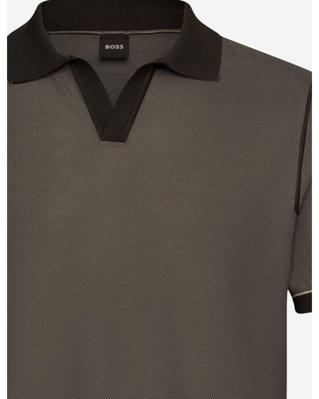 Boss Gray Cotton Blend Polo Shirt