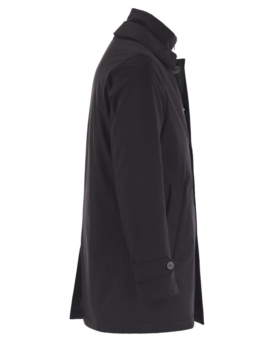 Herno Black Long Down Jacket With Buttons for men