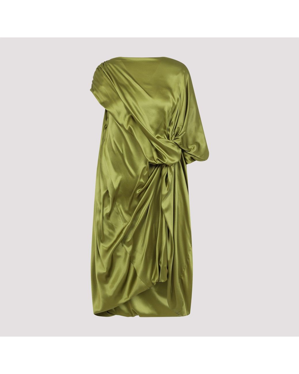Dries Van Noten Kleedjes ,Groen ,Elegante Groene Zijden Jurk in het Green