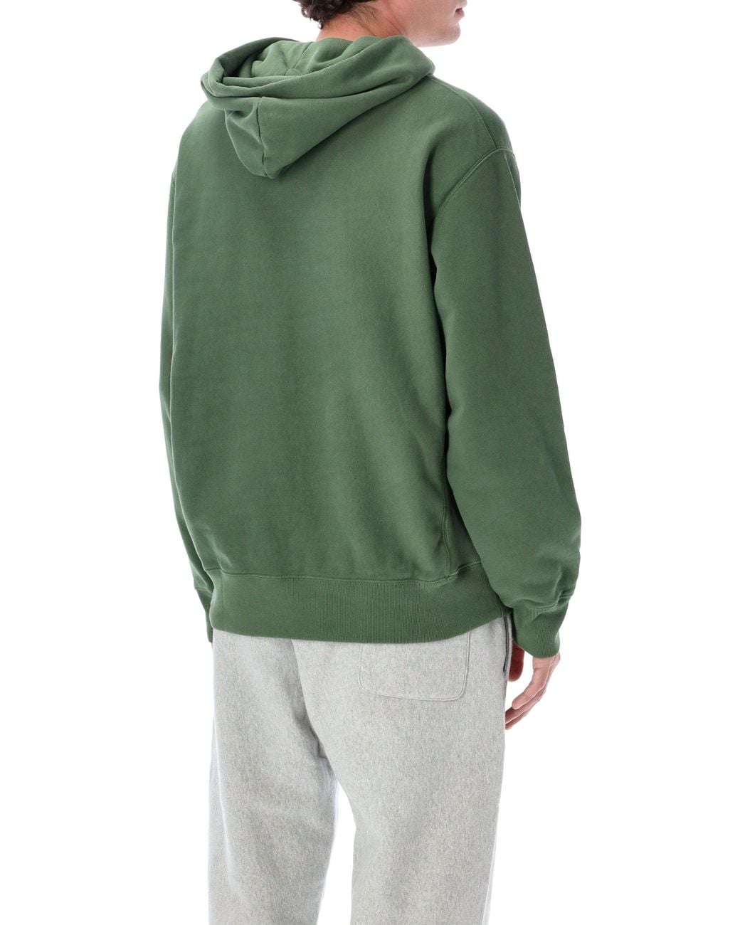 Champion Green Reverse Weave Fleece Relaxed Fit Hoodie With Embroidered Chest Logo