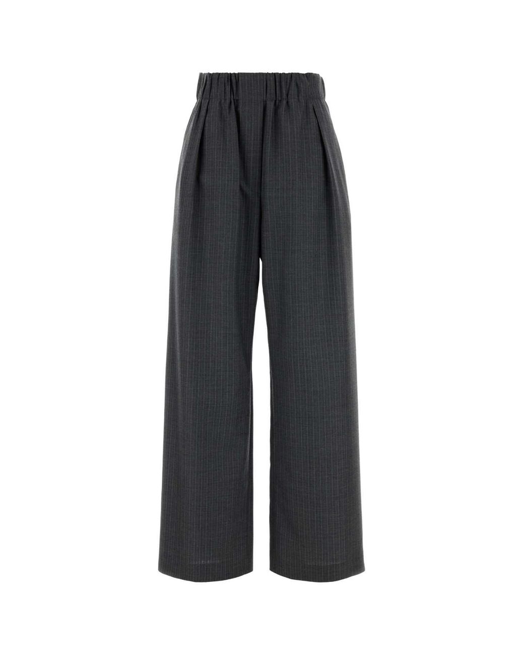 Jil Sander Black Embroidered Wool Wide-Leg Pant