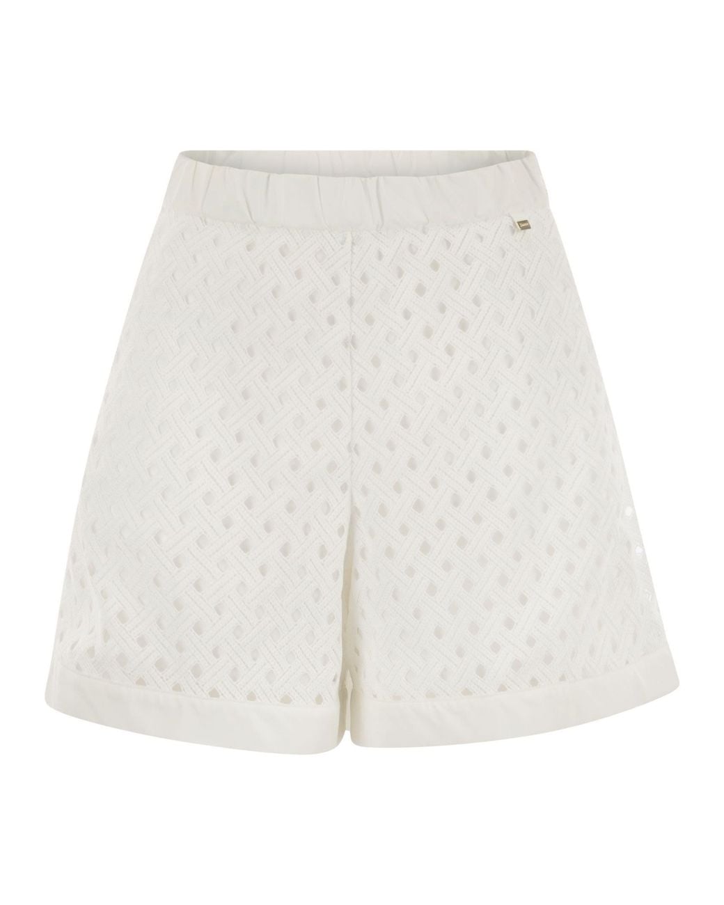 Herno White Perforated Shorts With Geometric Shapes
