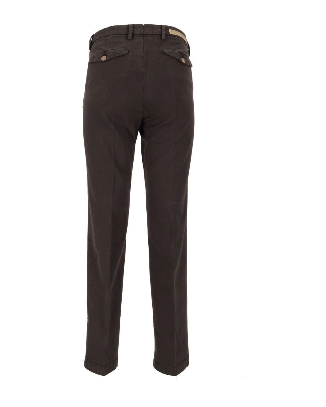 BRIGLIA Gray Mid-Rise Button Detail Straight-Leg Pants