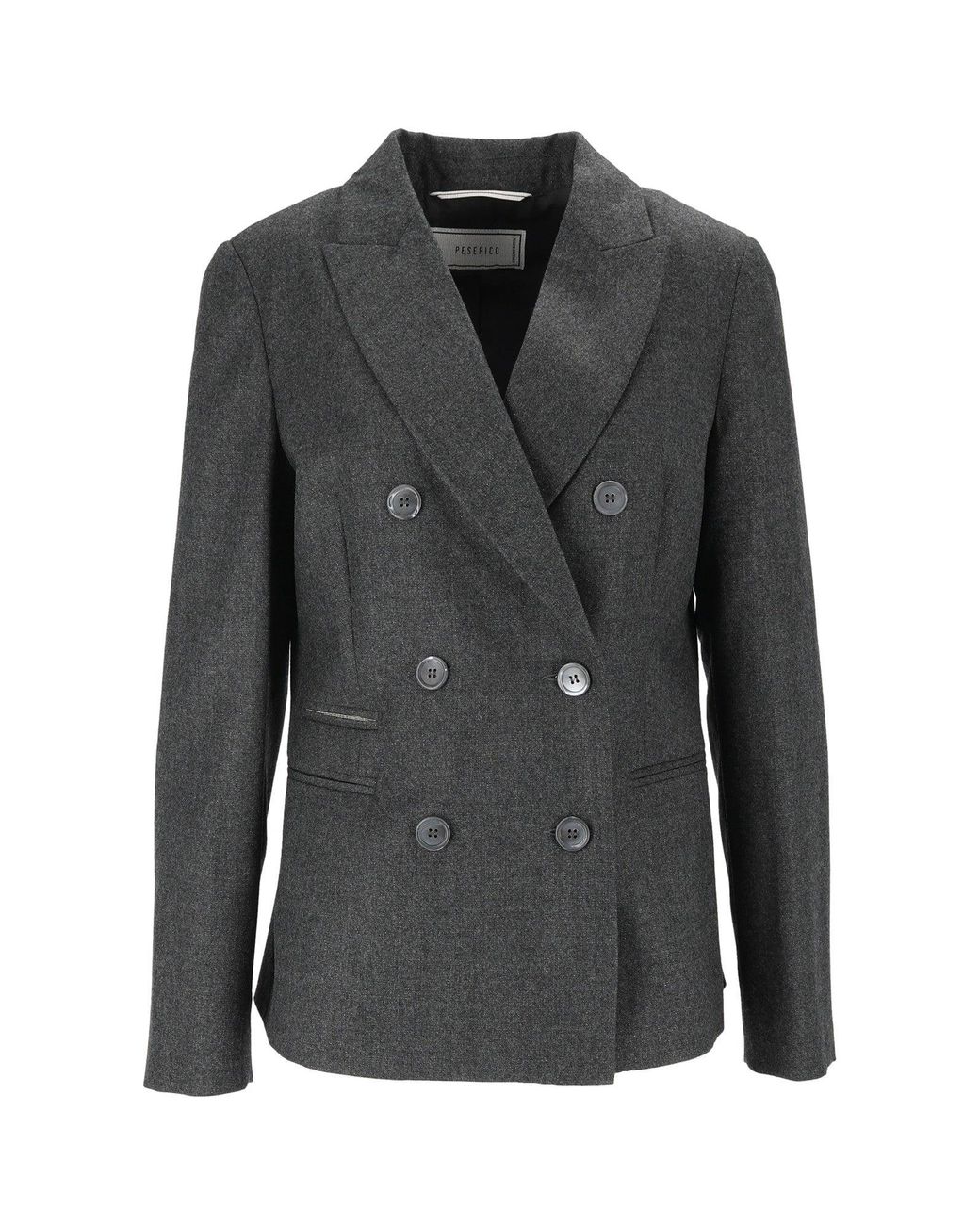Peserico Black Tailored Structured Shoulders Double-Breasted Blazer