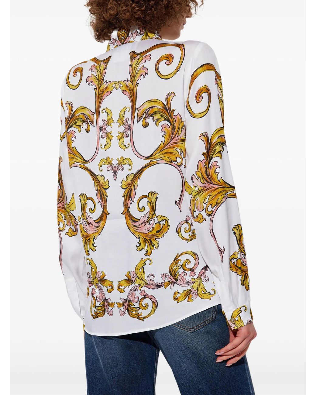 Versace Jeans Couture White Camicia Outline Barocco