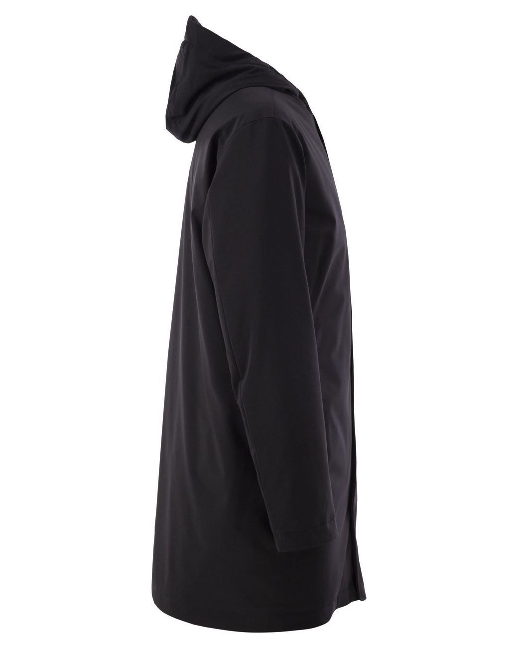 Herno Black Stretch Technical Fabric Hooded Padded Parka