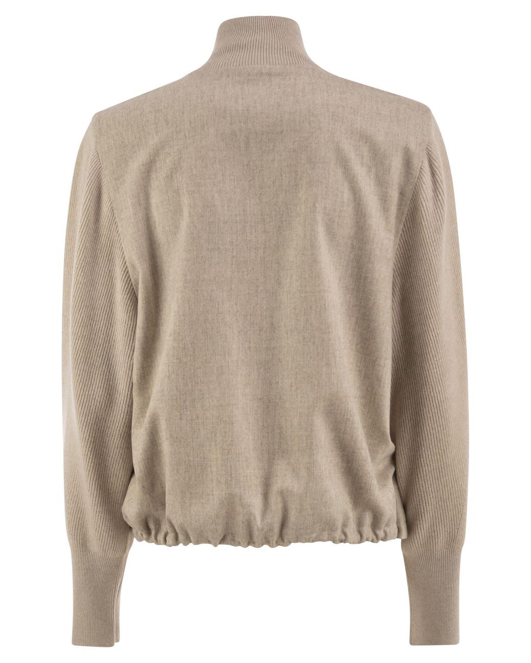 Fabiana Filippi Natural Wool Flannel And Knit Bomber Jacket