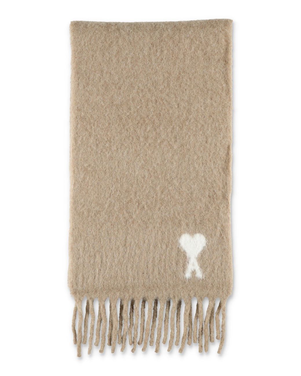 AMI Natural Of Caur Mini Rectangular Scarf With Fringed Edges