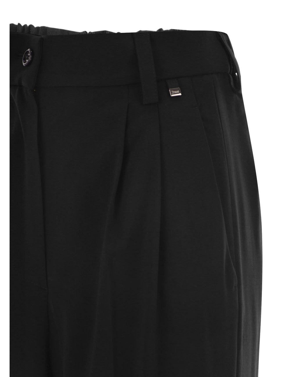 Herno Black Soft Wool Cargo Pants