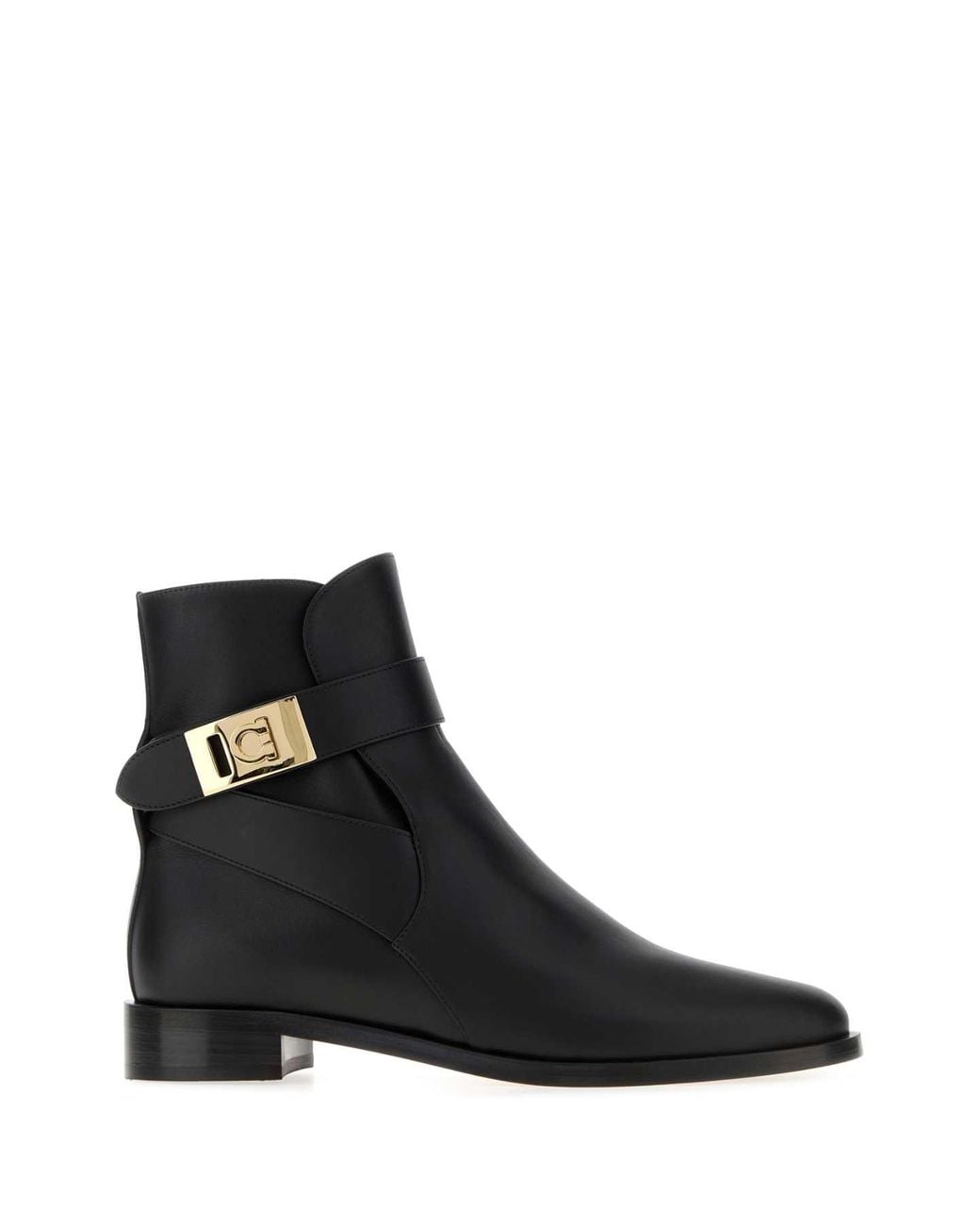 Ferragamo Black Zanira Leather Ankle Boots