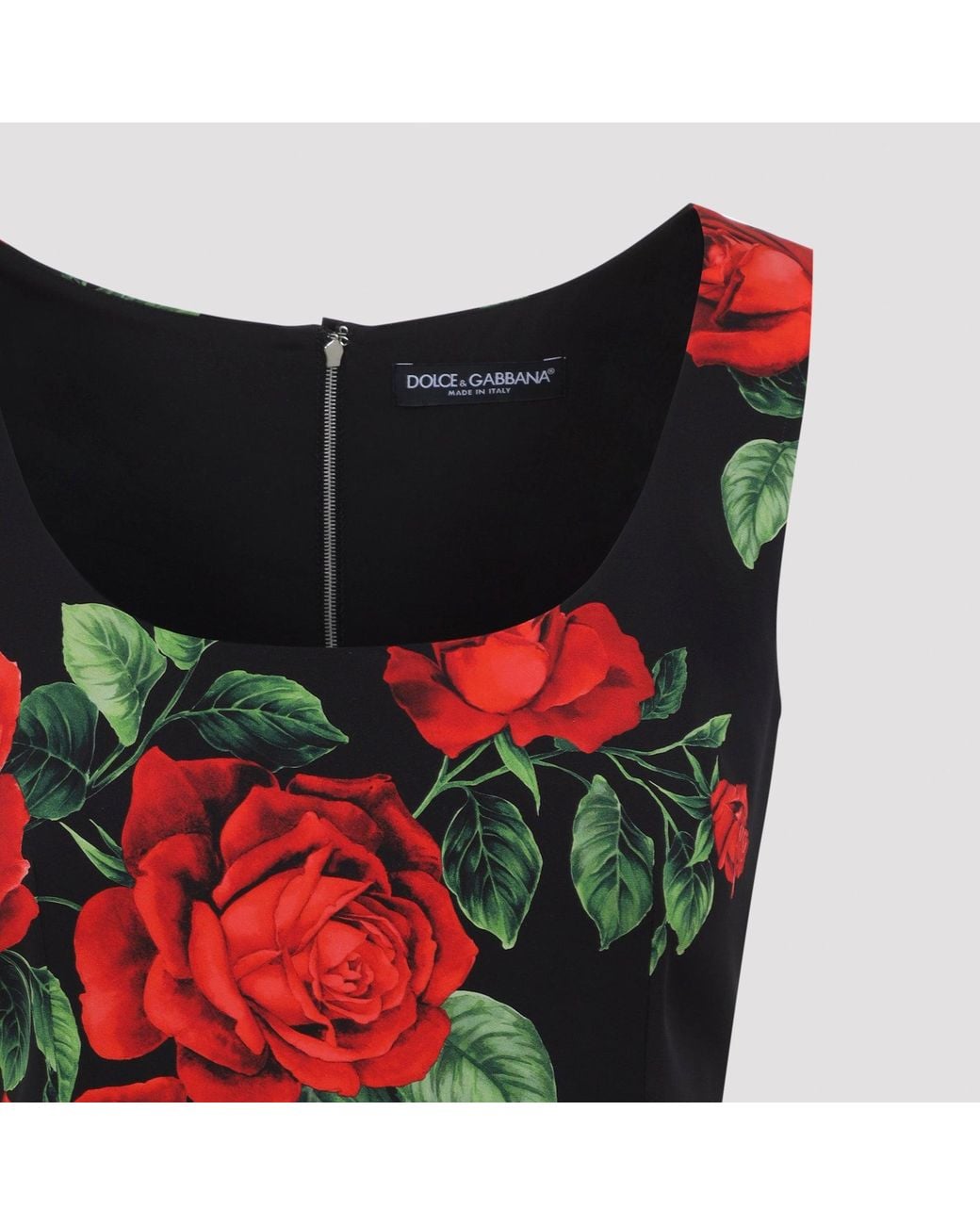 Dolce & Gabbana Red Dolce & Gabbana Rose Rosse Nero Midi Dress