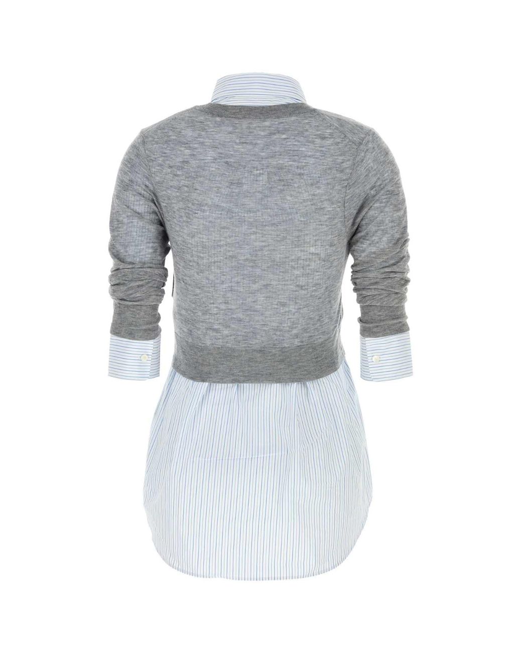 Alexander Wang Gray Sheer Crewneck Button-Up Top