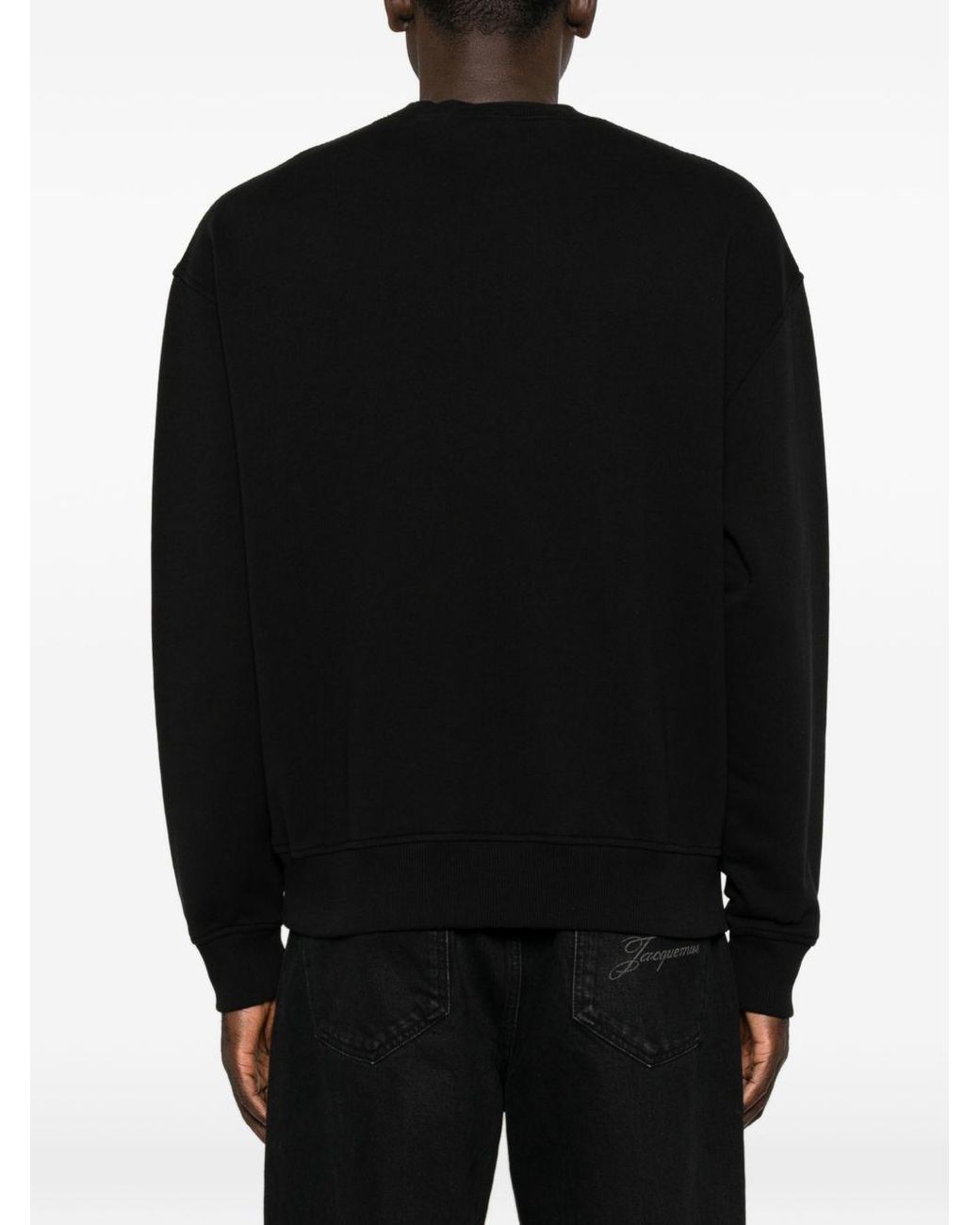 Palm Angels Black Neck Logo Cotton Sweatshirt for men
