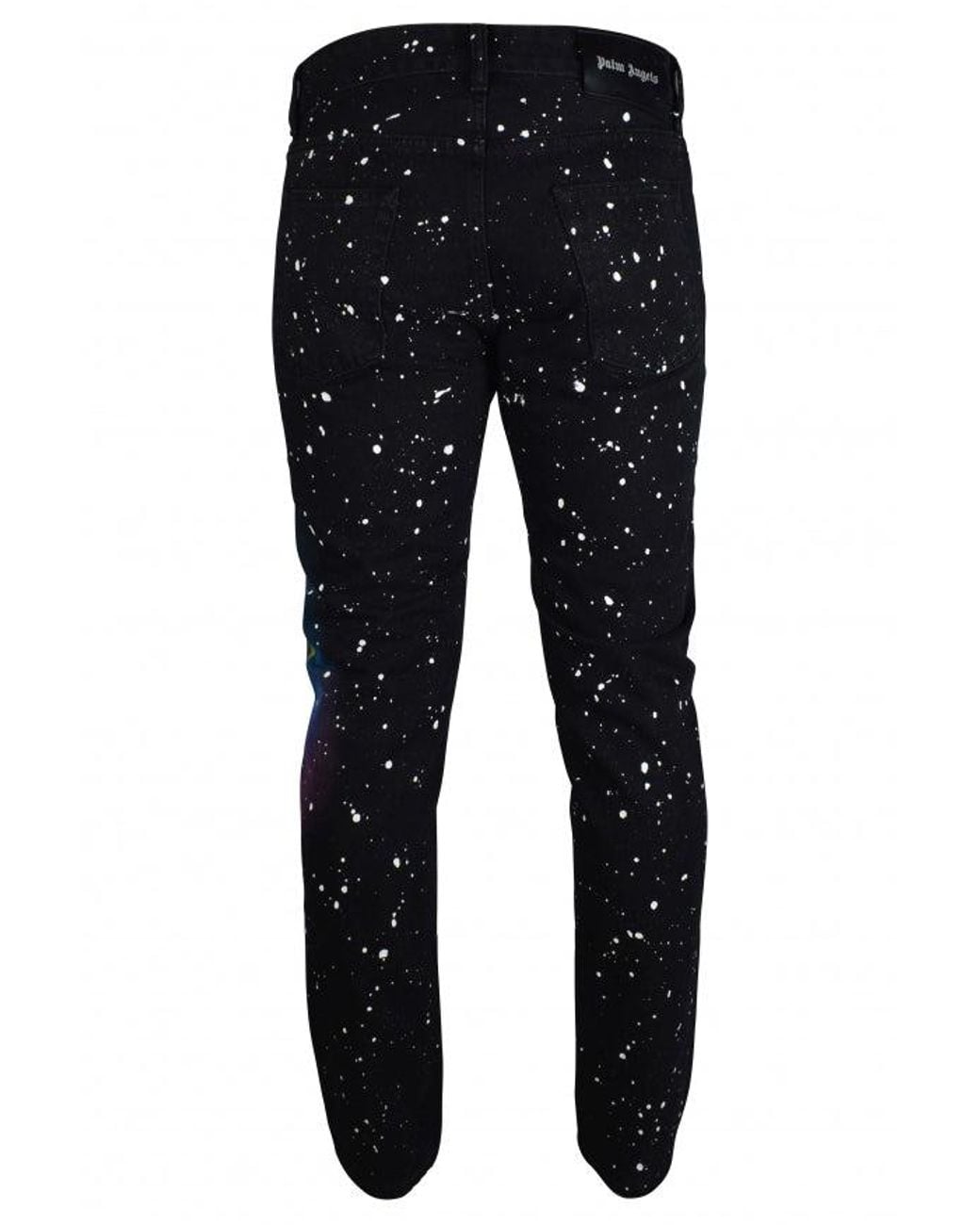 Palm Angels Black Distressed Graphic Print Jeans for men