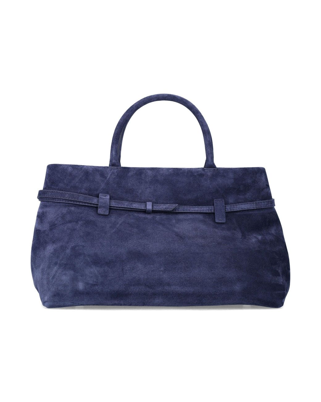 MANU Atelier Blue Suede Belted Tote Bag