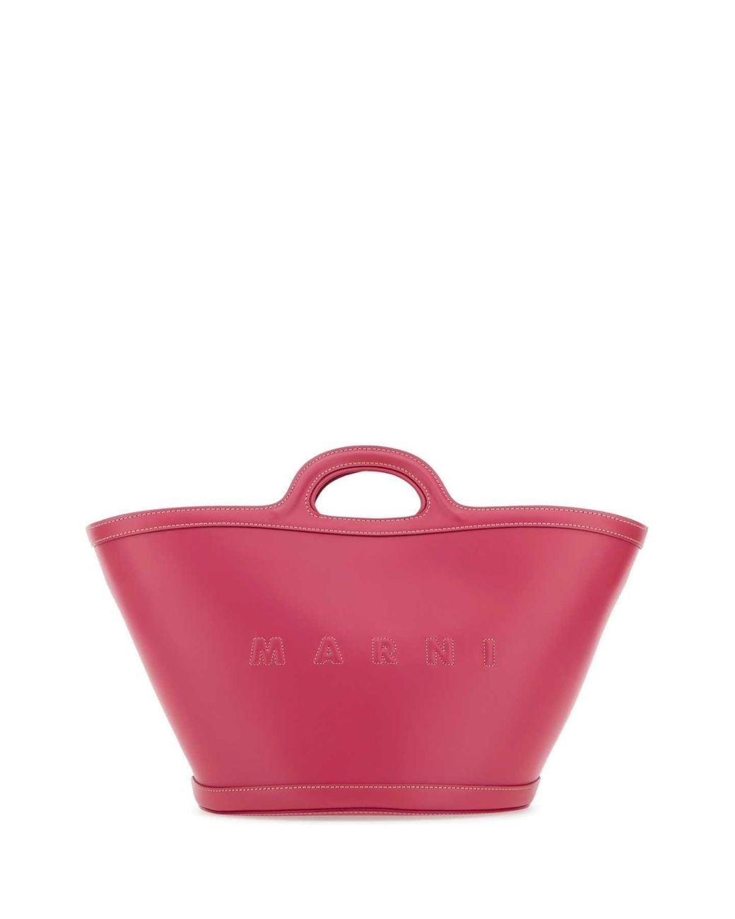 Marni Pink Dark Leather Small Tropicalia Handbag