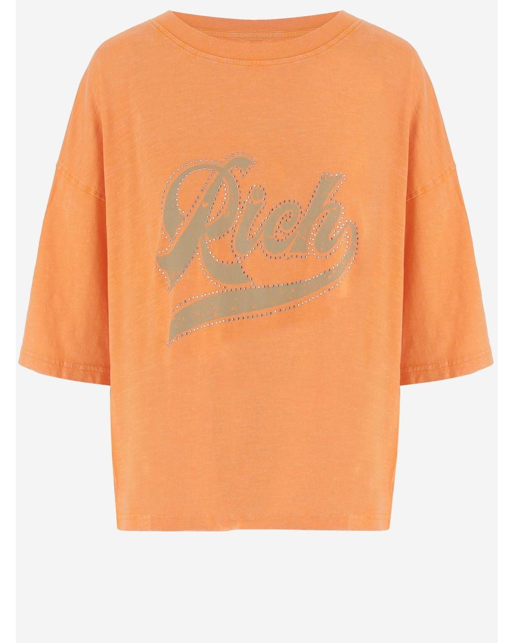 ONE TEE Orange Cotton T Shirt With Logo Print