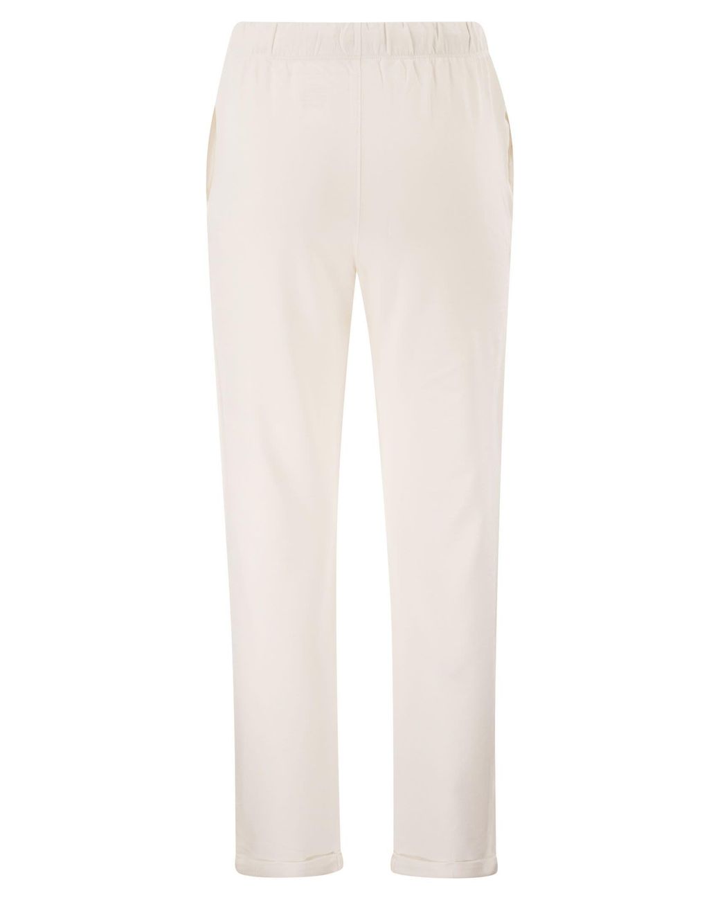 Majestic White Stretch Viscose Jogger Trousers With Drawstring Waist