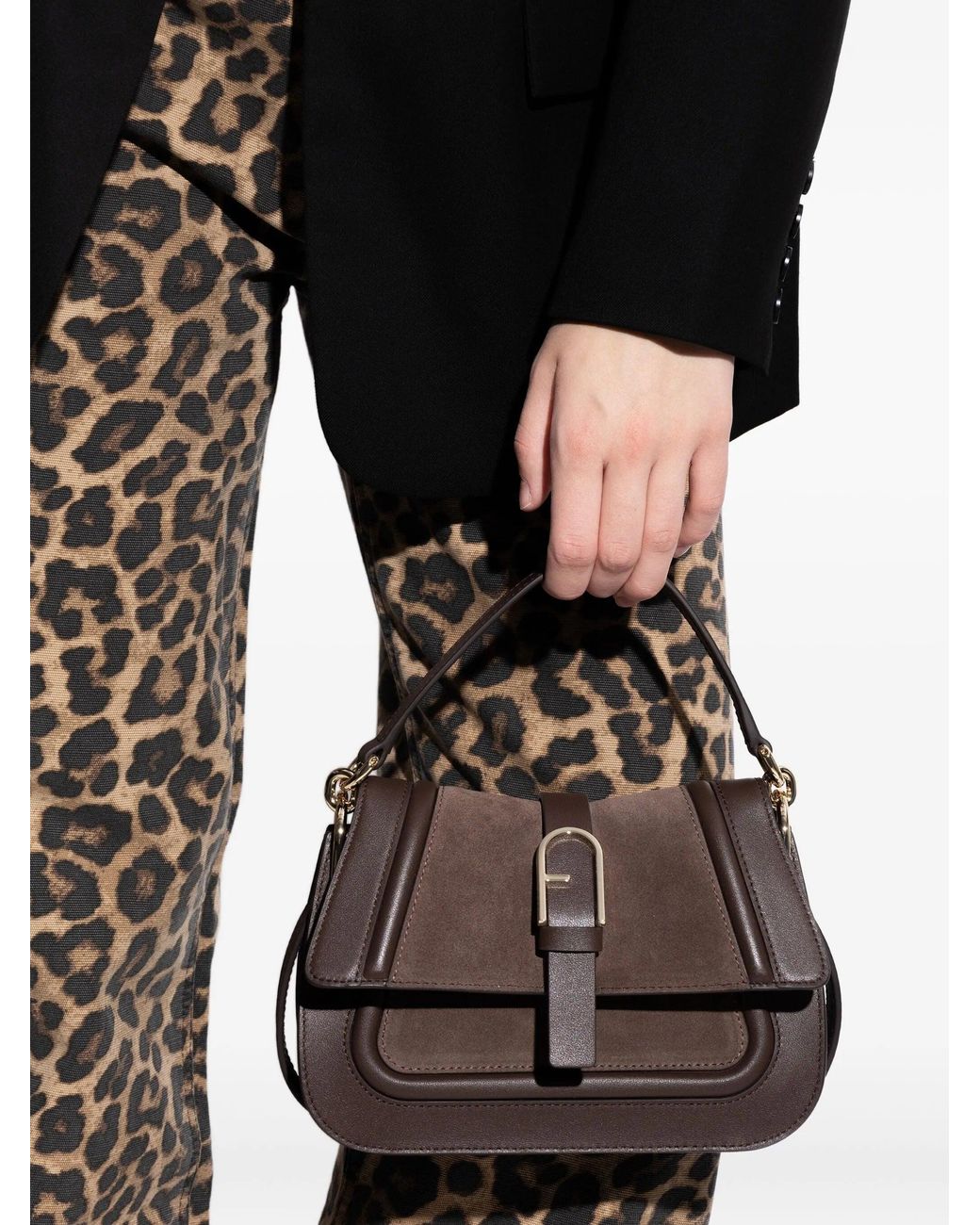 Furla Flow Mini Top Handle in Brown | Lyst