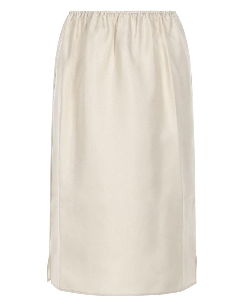 Loulou de Saison White Silk Midi Skirt