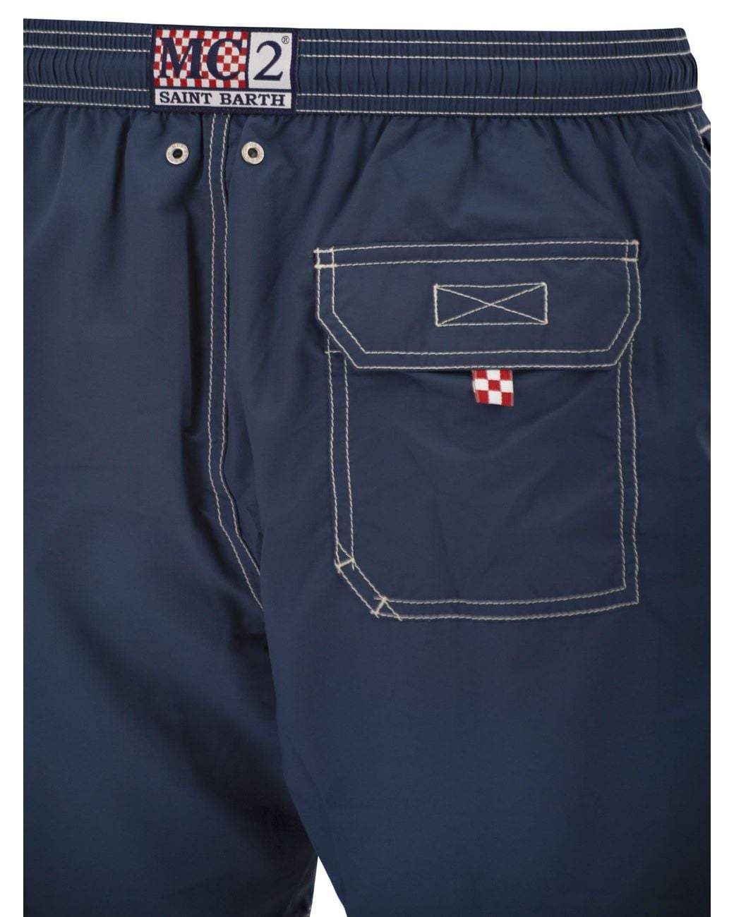 Mc2 Saint Barth Blue Beach Shorts With Logo