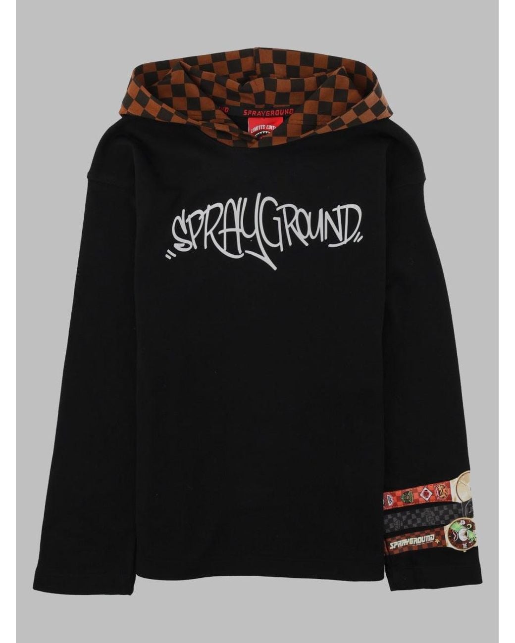 Sprayground Black What Time Is It? Long Hoodie T Shirt