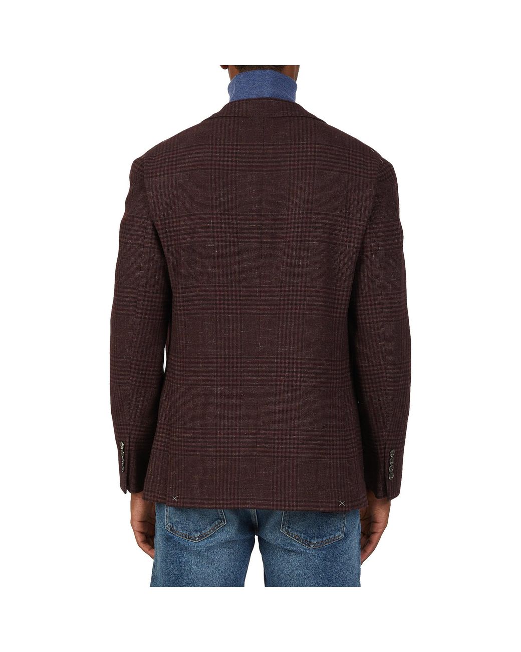 Brunello Cucinelli Brown Tartan Wool Jacket for men