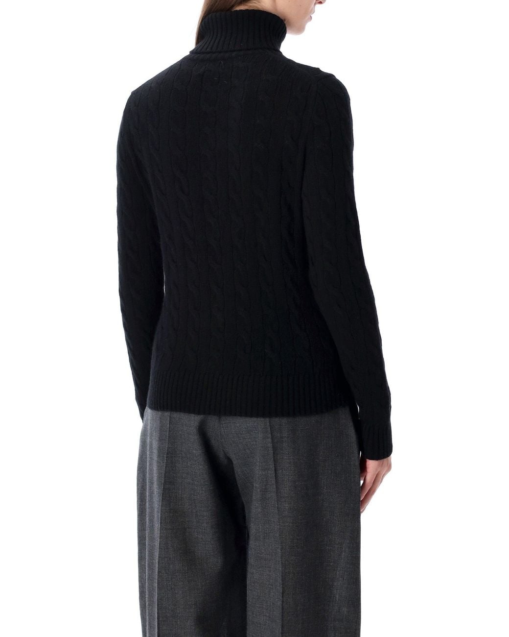Polo Ralph Lauren Blue Wool And Cashmere Cable-Knit Turtleneck