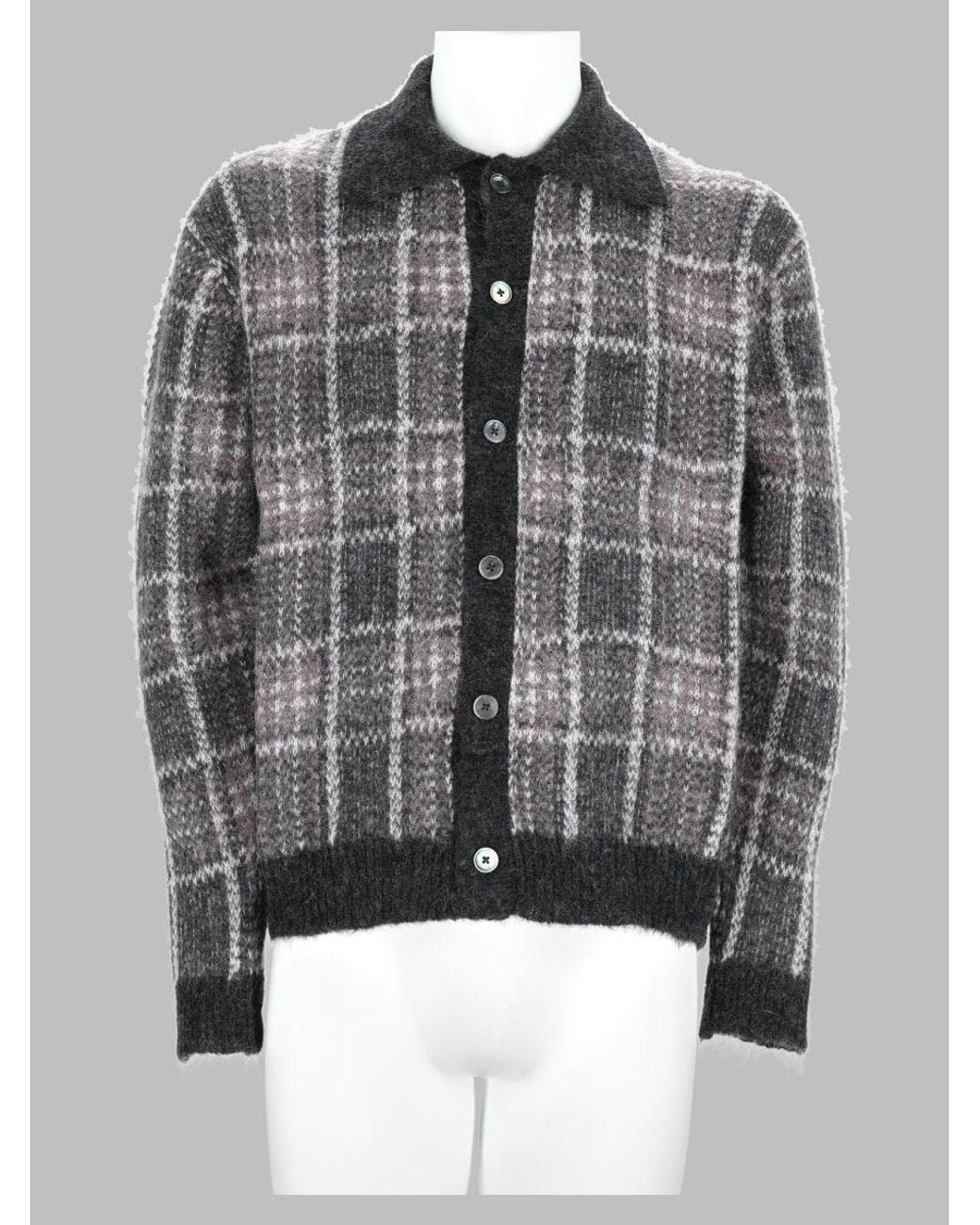 Our Legacy Gray Alpaca Fuzzy Grand Check Sweater For for men