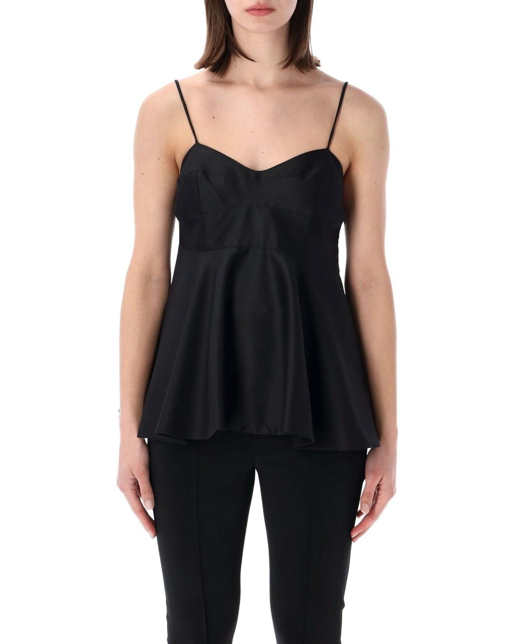 Rohe Black Bustier Camisole Top With Peplum Hem
