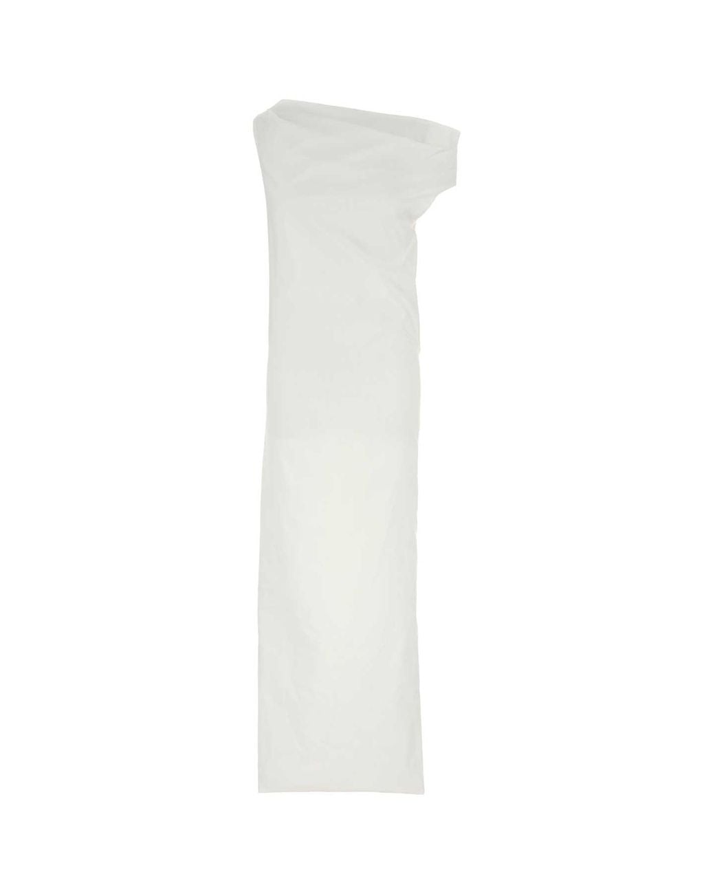 ARMARIUM White Stretch Poplin Tiche One Shoulder Dress
