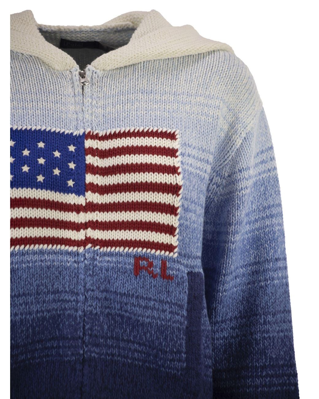 Polo Ralph Lauren Blue Ombré Cotton Hooded Jumper