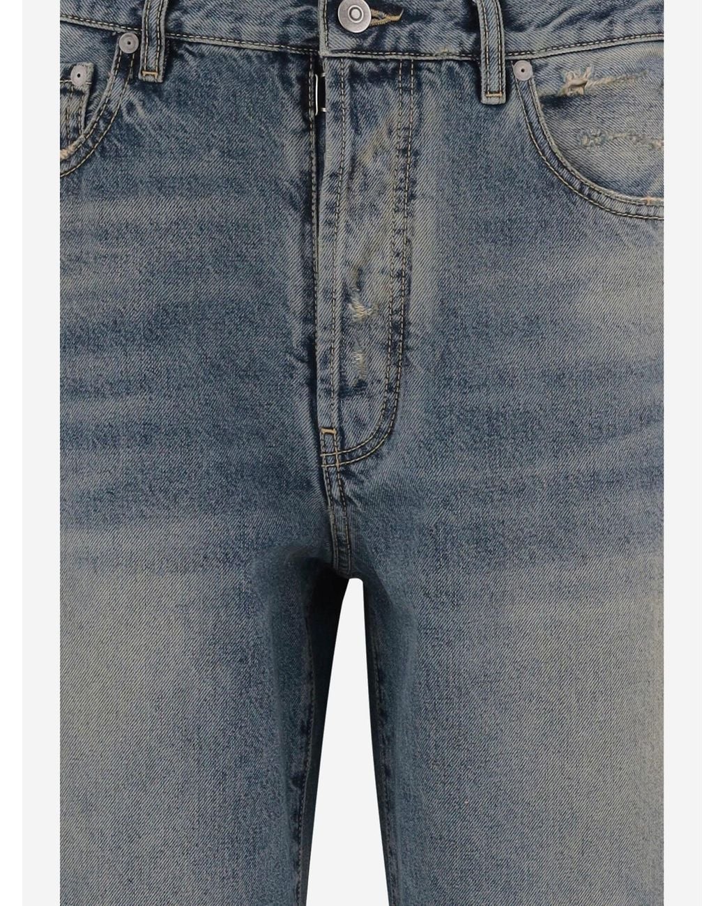 Maison Margiela Blue Distressed Cotton Jeans