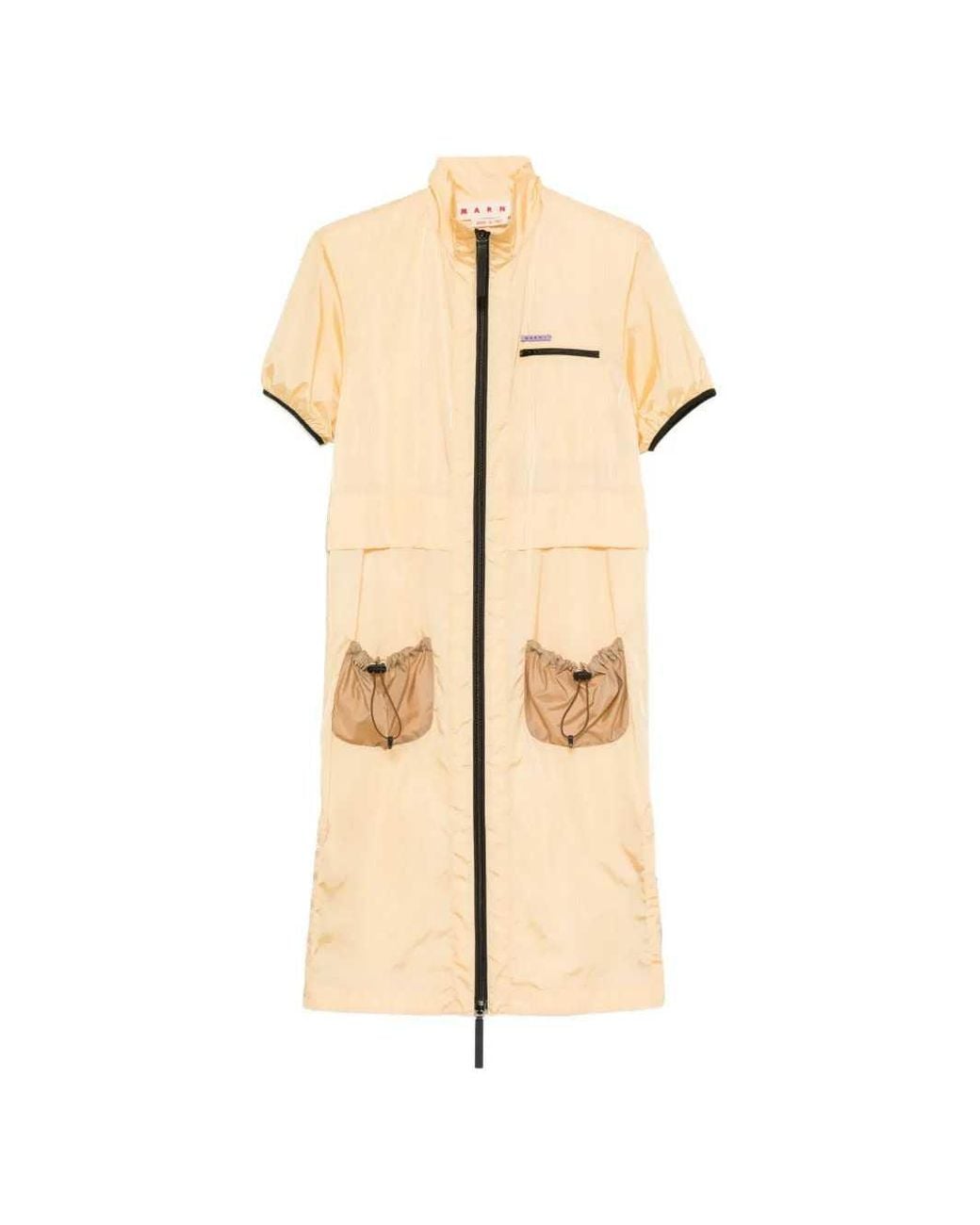 Marni Natural Zip Front Dress With Drawstring Waist